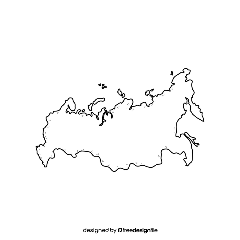 Russia map drawing black and white clipart