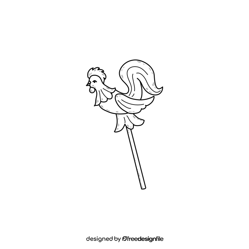 Russia rooster cockerel candy drawing black and white clipart