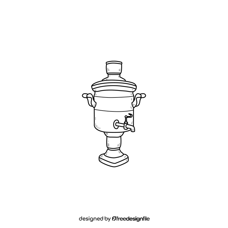 Samovar drawing black and white clipart