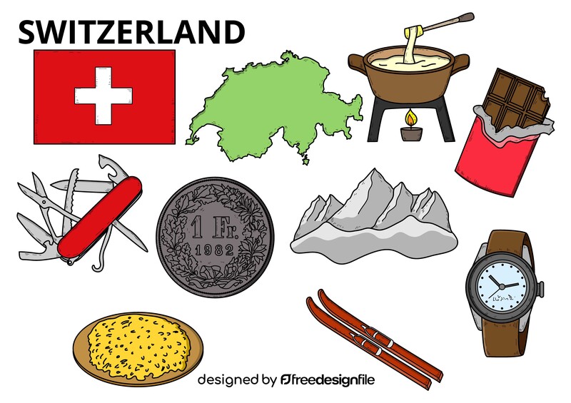Switzerland drawing set vector