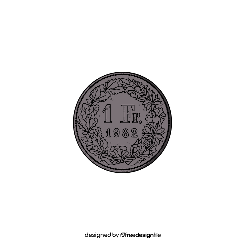 Swiss franc coin drawing clipart