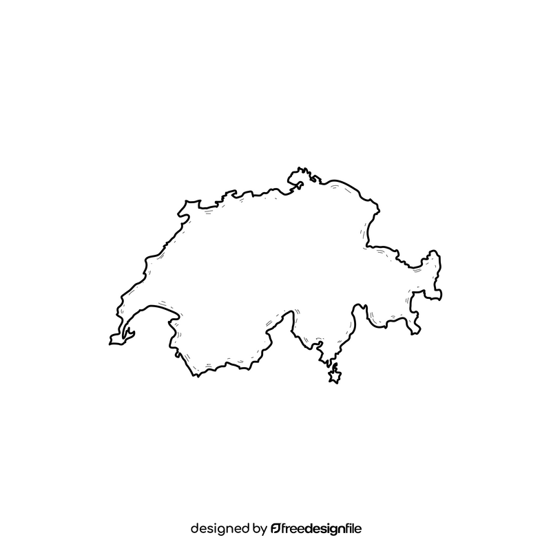 Switzerland map drawing black and white clipart