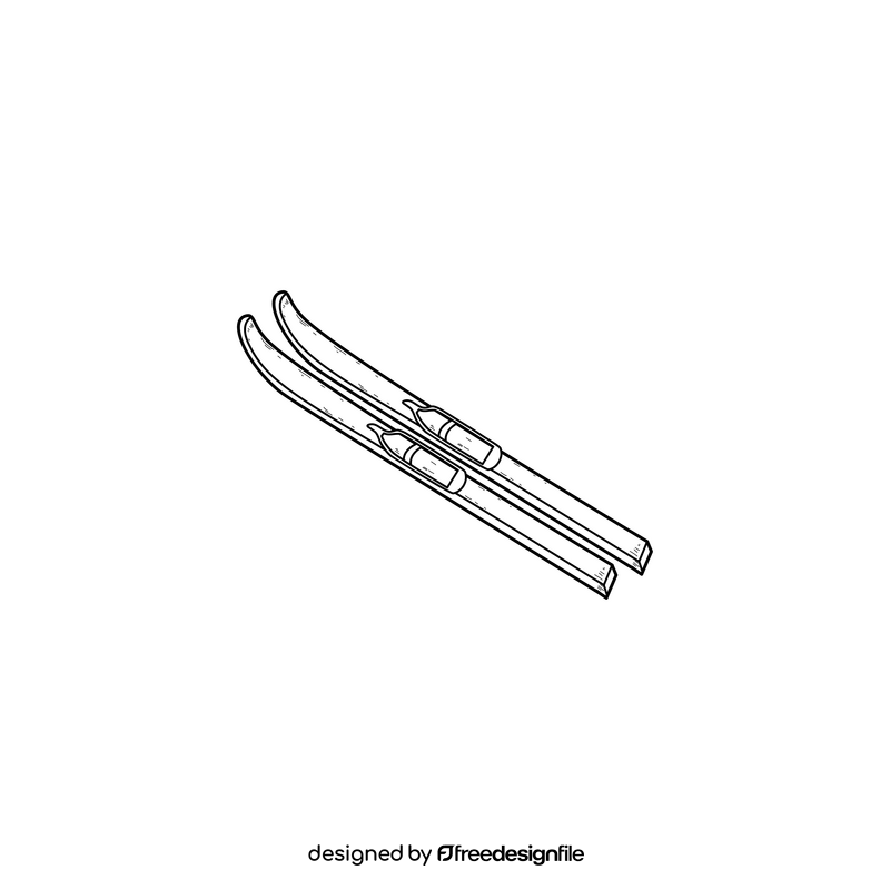 Swiss skis drawing black and white clipart