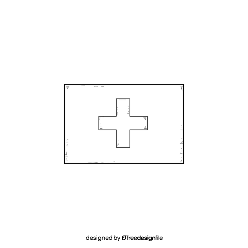 Switzerland flag drawing black and white clipart