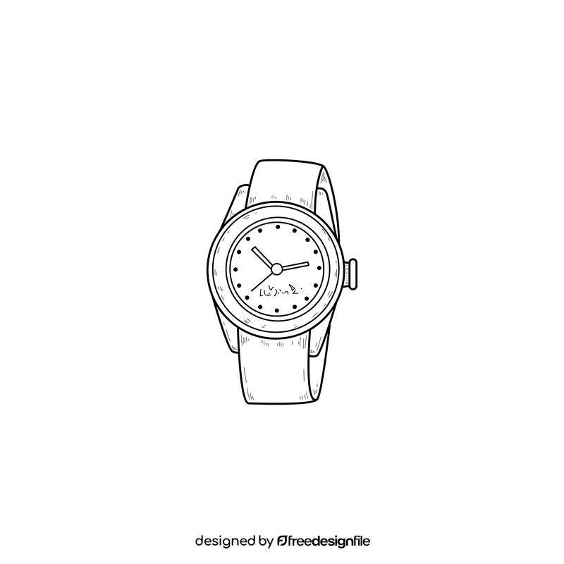 Rolex watch drawing black and white clipart