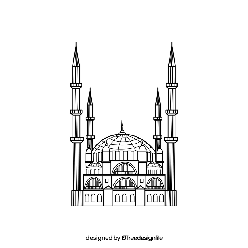 Selimiye Mosque drawing black and white clipart