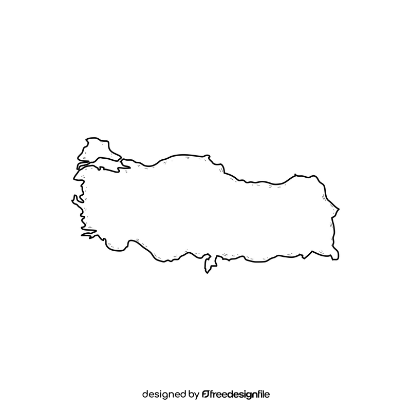 Turkey map drawing black and white clipart