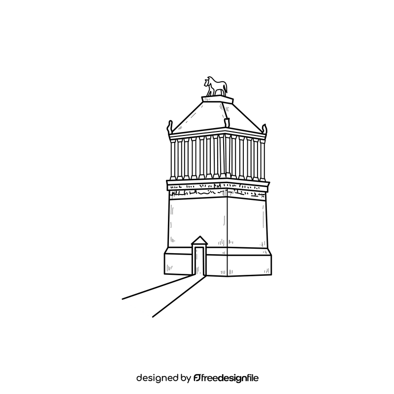 Mausoleum at Halicarnassus drawing black and white clipart