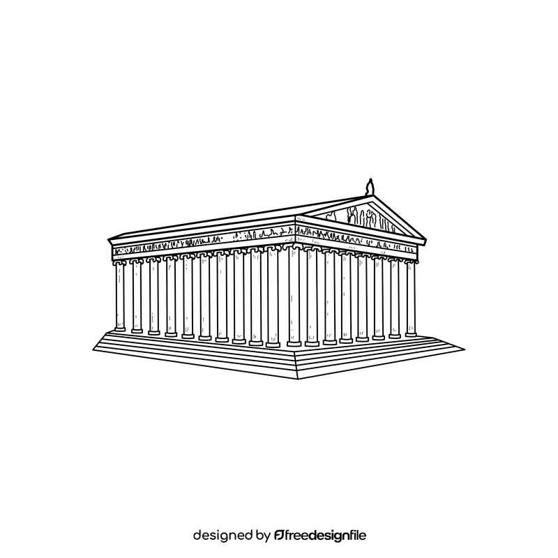 Temple of Artemis drawing black and white clipart