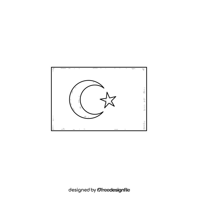 Turkey flag drawing black and white clipart