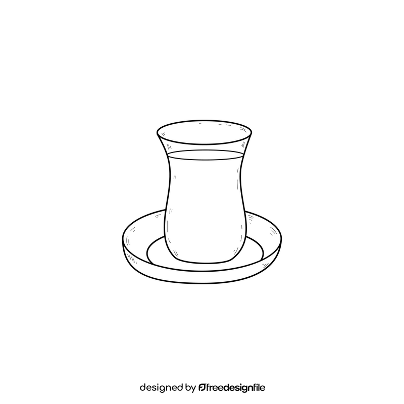 Turkish tea drawing black and white clipart