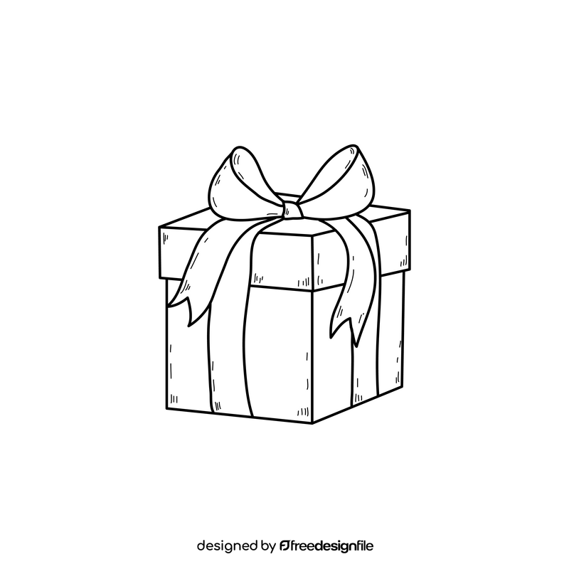 Christmas gift drawing black and white clipart