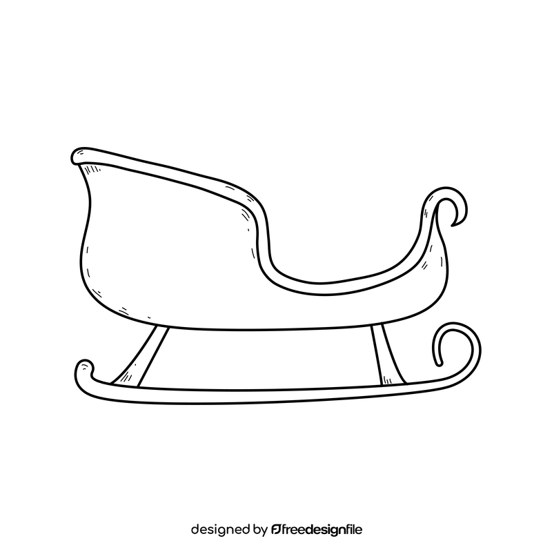 Christmas sleigh drawing black and white clipart