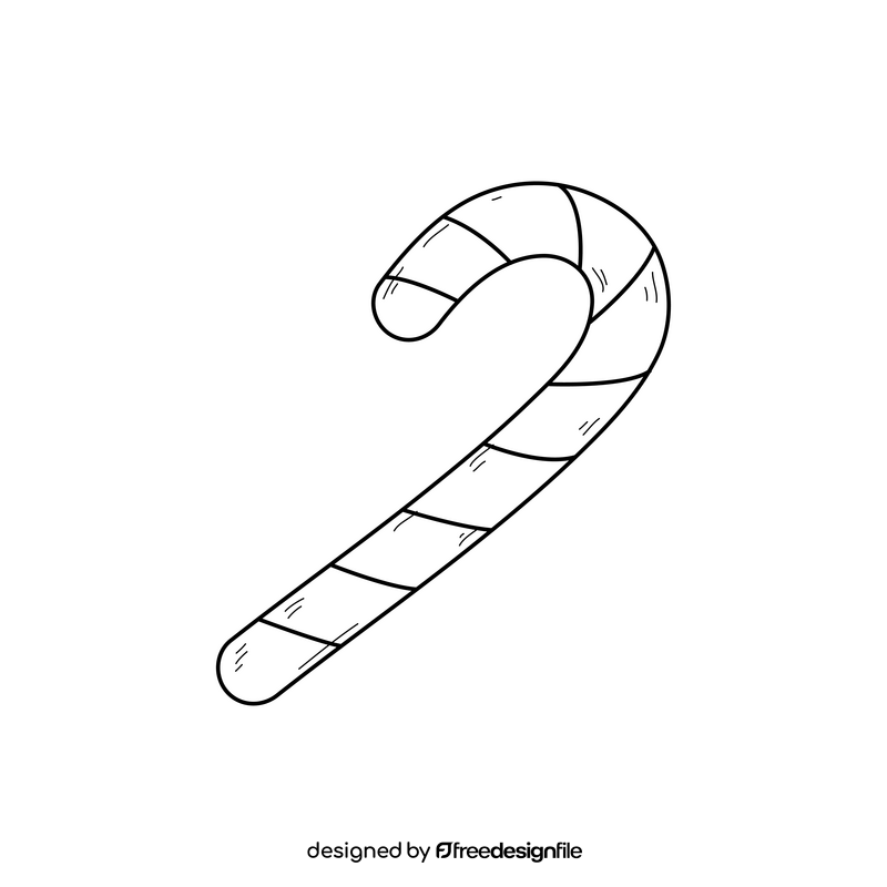 Christmas candy cane drawing black and white clipart