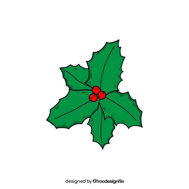 Christmas holly leaves drawing clipart