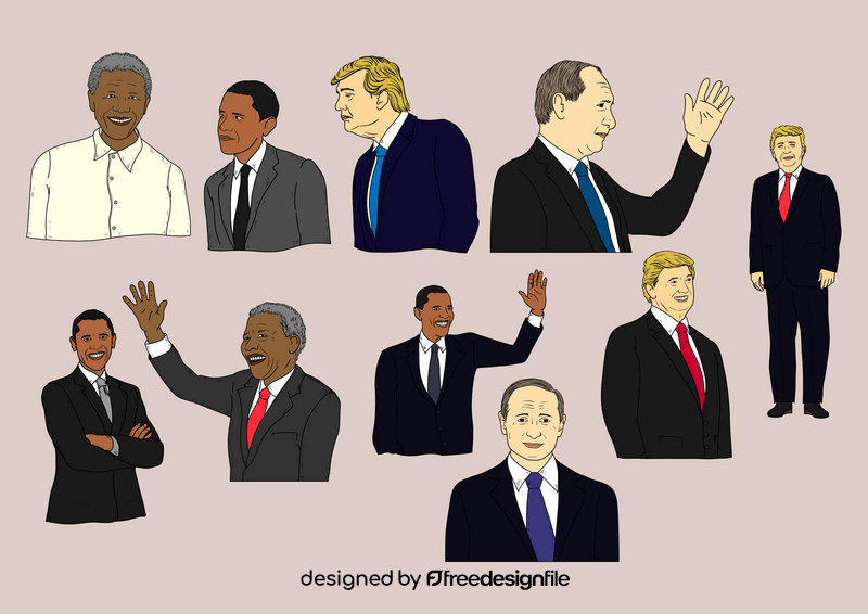 World leaders, presidents drawing vector