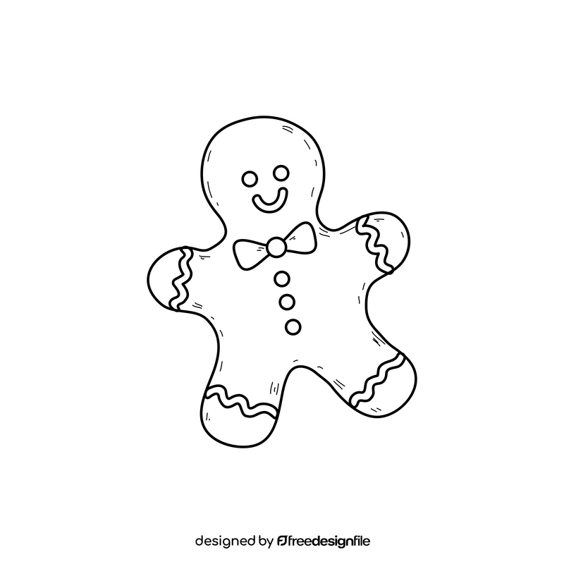 Christmas gingerbread drawing black and white clipart