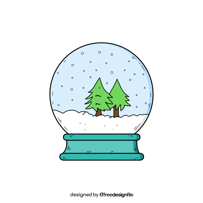 Christmas snow globe drawing clipart