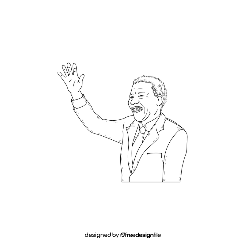 Nelson Mandela drawing black and white clipart