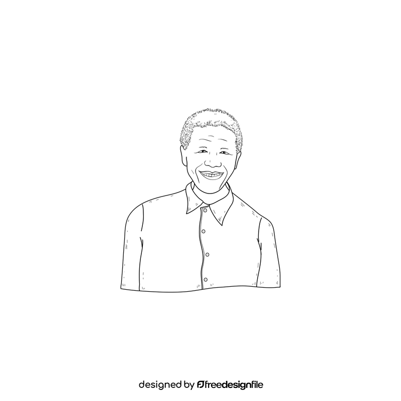 South Africa Nelson Mandela drawing black and white clipart