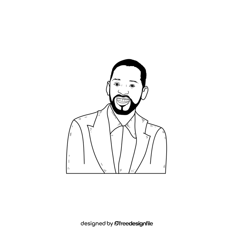 Will Smith drawing black and white clipart
