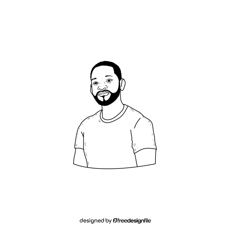Will Smith portrait drawing black and white clipart