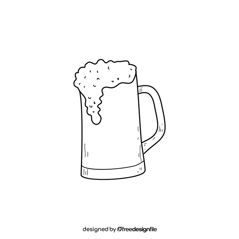 Beer mug drawing black and white clipart