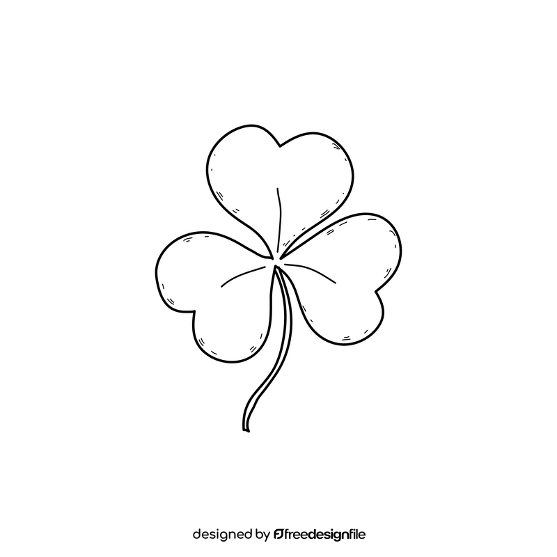 St Patricks Day shamrock drawing black and white clipart