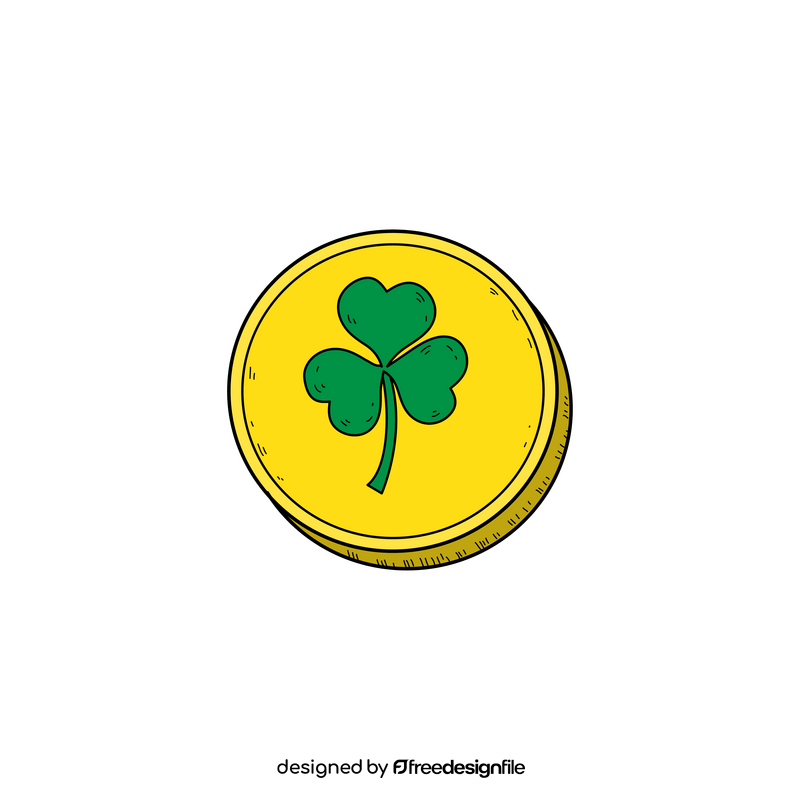 St Patricks Day shamrock coin drawing clipart