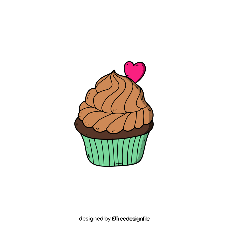 Valentines Day cupcake drawing clipart