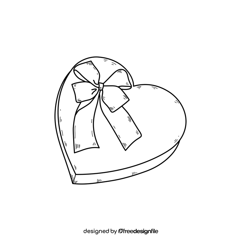 Valentines Day gift drawing black and white clipart