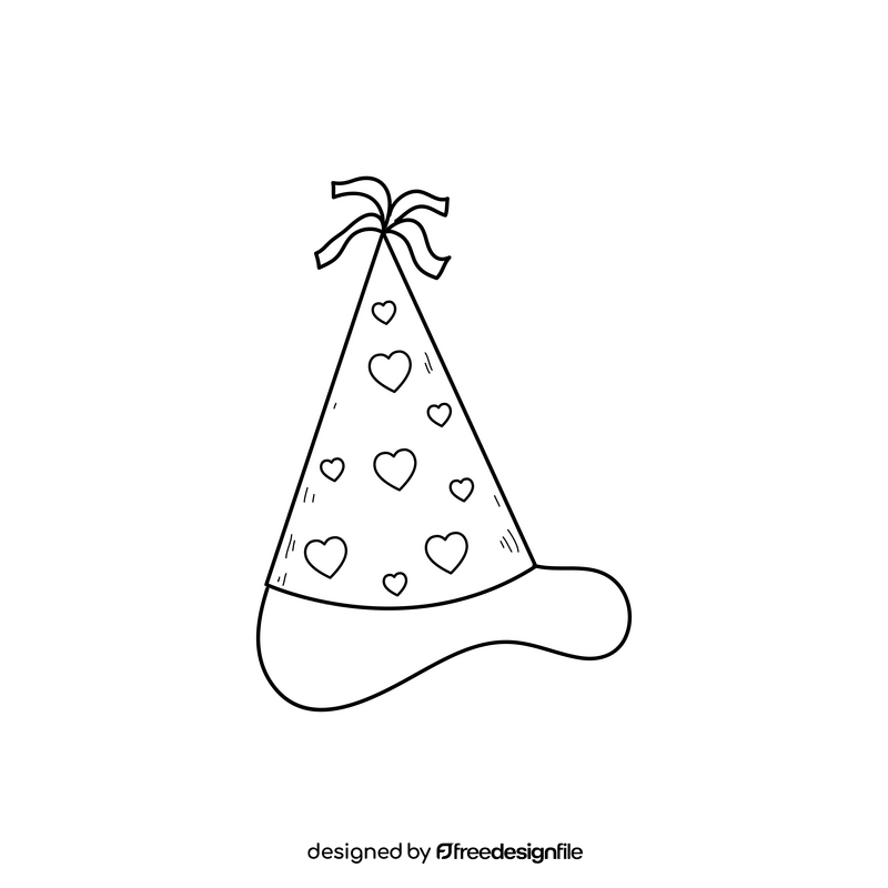 Party hat drawing black and white clipart