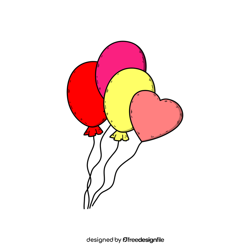 Valentines Day color balloons drawing clipart