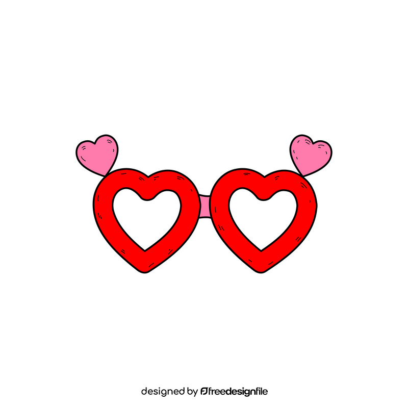 Heart glasses drawing clipart