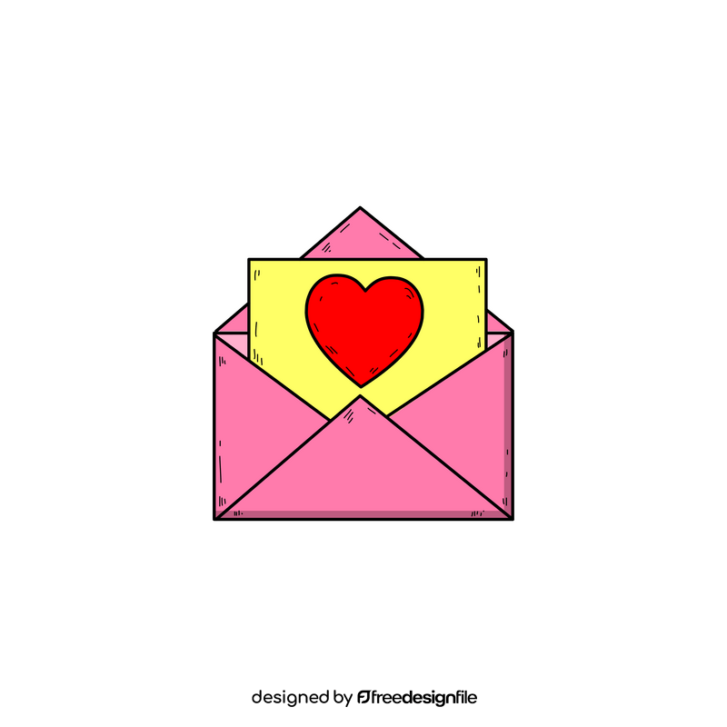 Valentines Day romantic letter drawing clipart