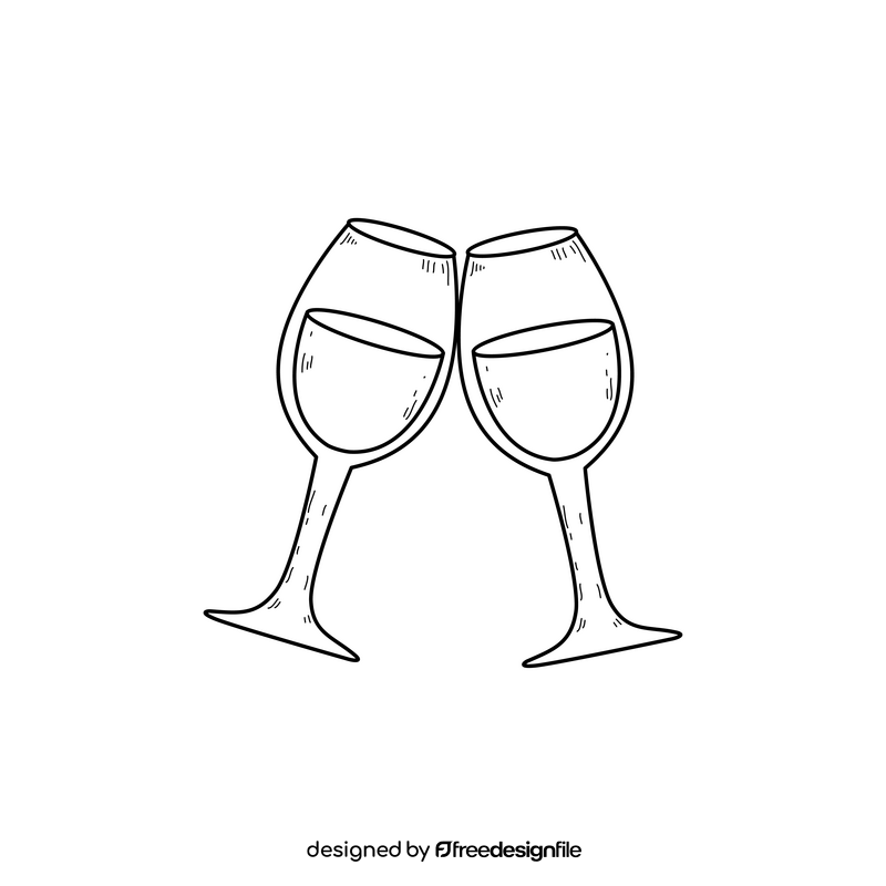 Valentines day red wine drawing black and white clipart