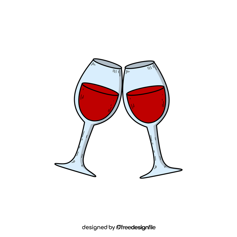 Valentines day red wine drawing clipart
