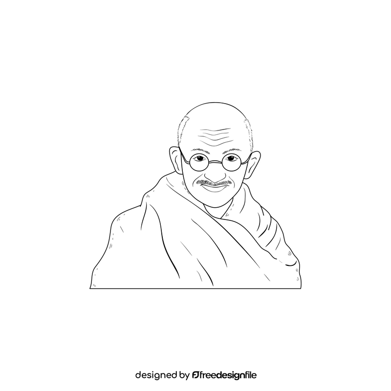 Mahatma Gandhi drawing black and white clipart