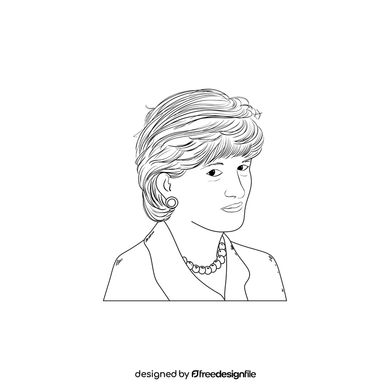 Princess Diana drawing black and white clipart