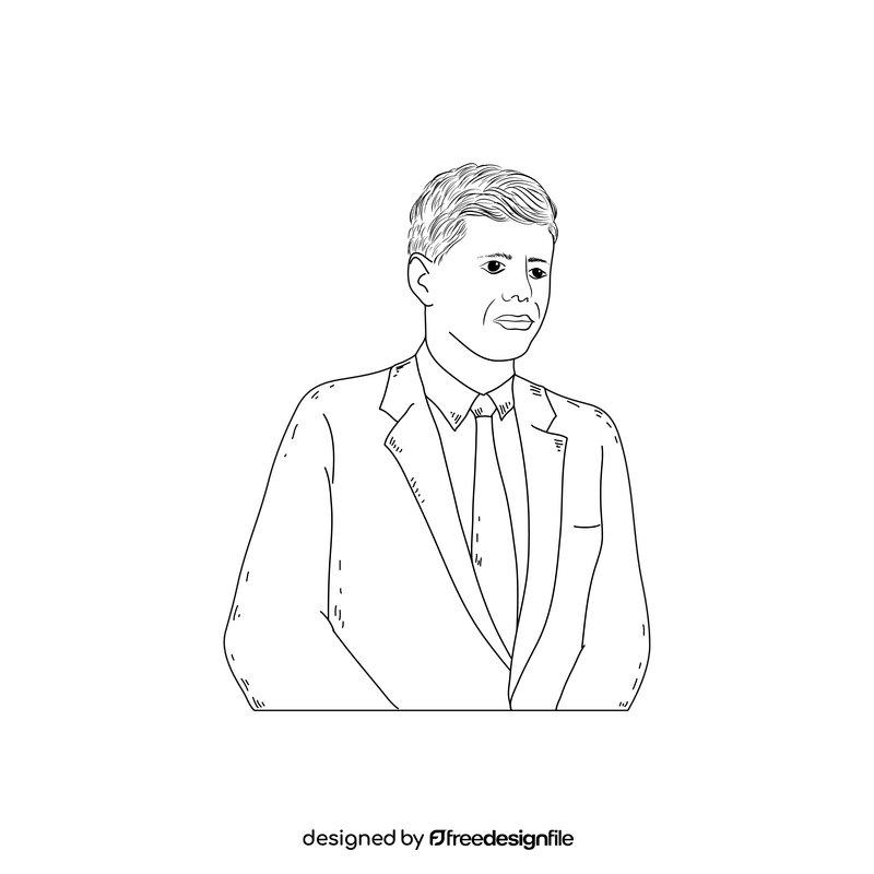 John F Kennedy cartoon drawing black and white clipart