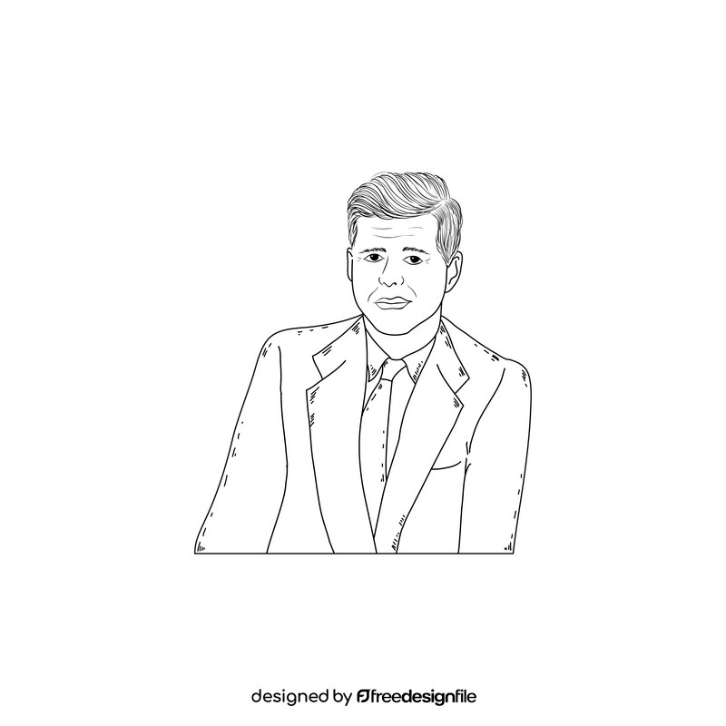 John F Kennedy drawing black and white clipart