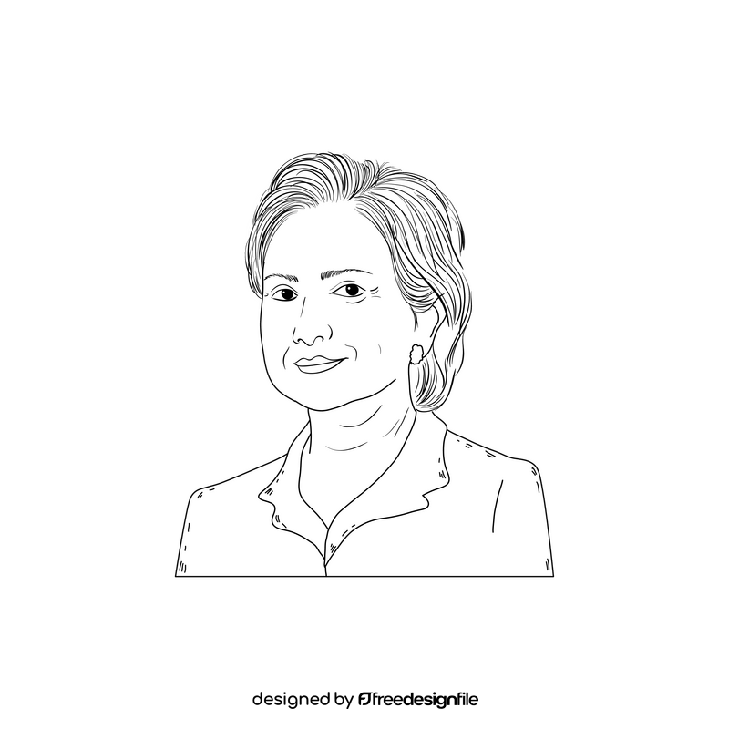 Hillary Clinton drawing black and white clipart