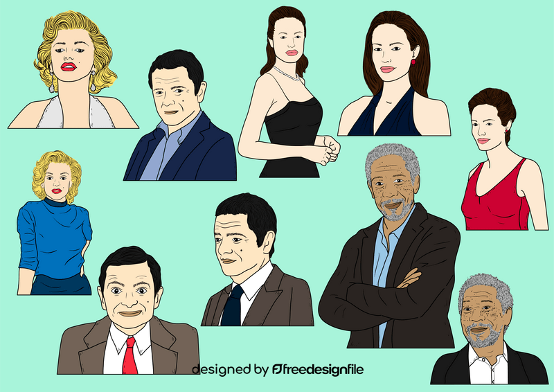 Celebrities, famous people, actors and actresses drawing vector