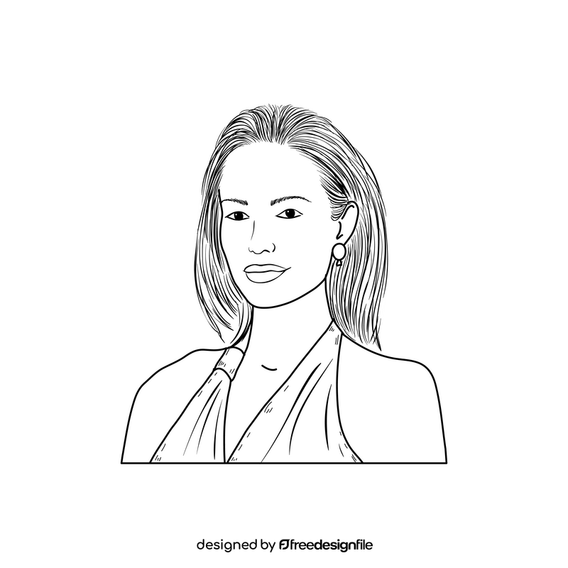 Angelina Jolie portrait drawing black and white clipart