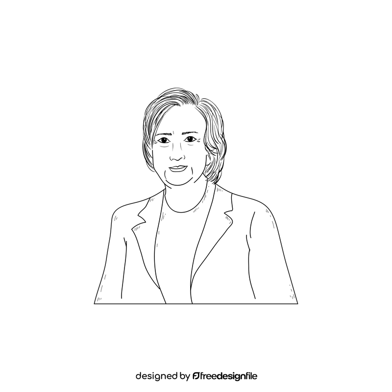 Hillary Clinton portrait drawing black and white clipart