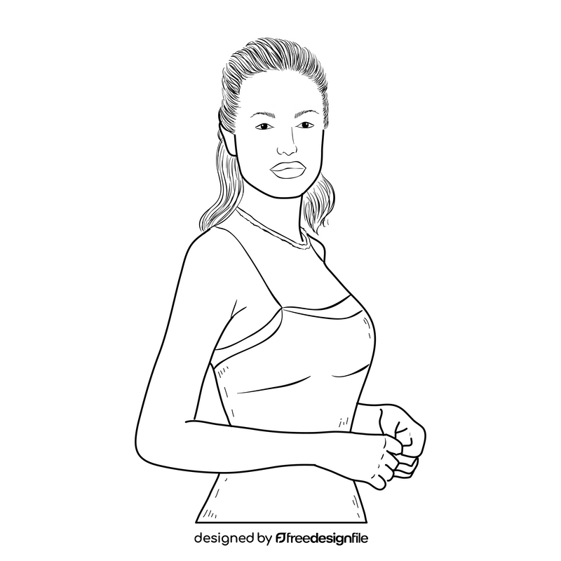 Angelina Jolie cartoon drawing black and white clipart