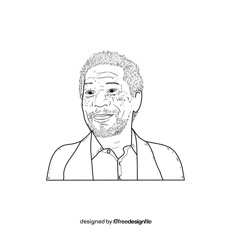 Morgan Freeman drawing black and white clipart