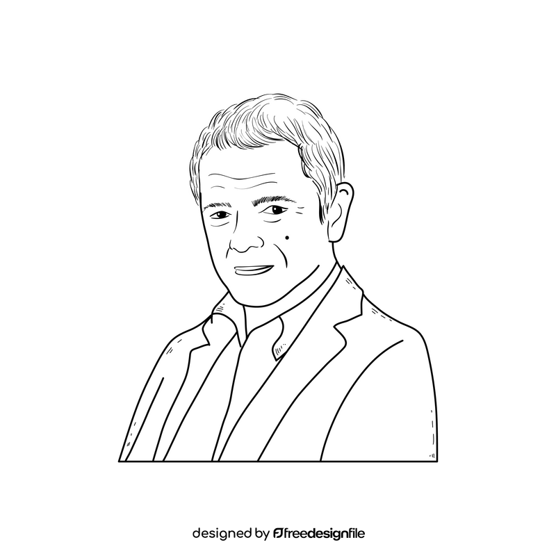 Rowan Atkinson portrait drawing black and white clipart