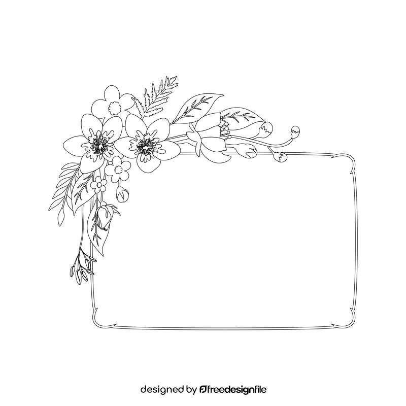 Floral frame black and white clipart
