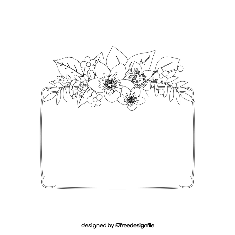 Flower border black and white clipart